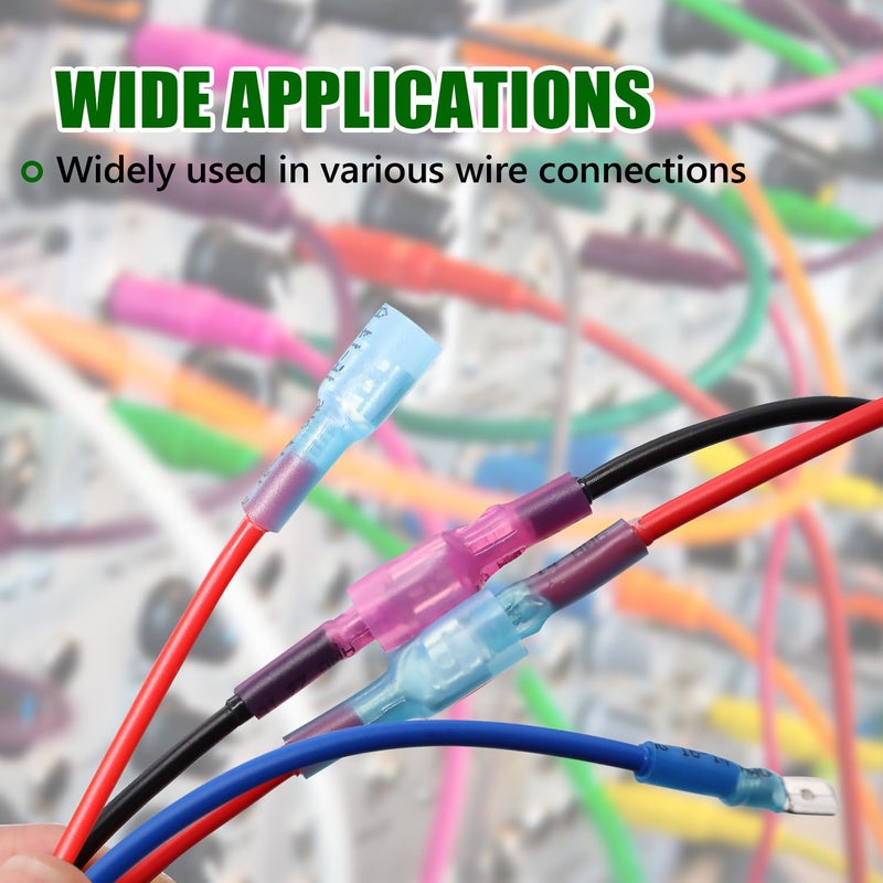 Twidec /230PCS Heat Shrink Spade Connectors Kit 22-10 AWG Female and Male Spade Terminlas Quick Disconnect Connectors Fully Insulated Electrical Wire Crimp Connector for Automotive Marine - Image 5